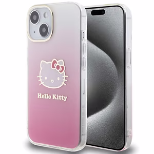 Hello Kitty IML Gradient Electrop Kitty Head dėklas telefonui iPhone 15 - rožinis