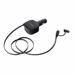 VEGER automobilinis įkroviklis su USB-C kabeliu (USB-C / Lightning) QC PD 84W CC89 juodas