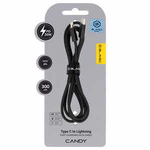 Blavec Kabelis Candy pintas - Type C į Lightning - PD 20W 2,4A 3 metrai Apple CarPlay (CCA-CL24B30) juodas