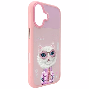Nimmy Cool&Cute 2.0 Katės dėklas telefonui iPhone 17 - rožinis