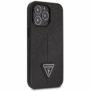 Guess GUHCP14LPSATLK iPhone 14 Pro 6.1 "juodas/juodas kietas dėklas SaffianoTriangle Logo