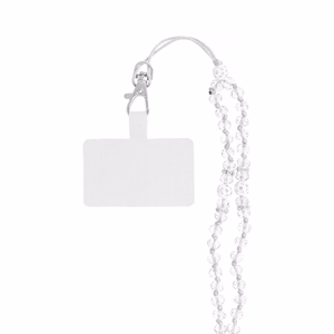 CRYSTAL DIAMOND telefono dirželis, telefono pakabukas / virvelės ilgis 74 cm (37 cm kilpoje) / ant kaklo – baltas