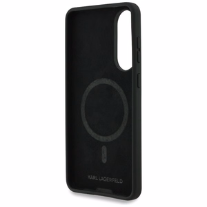 Karl Lagerfeld silikoninis Nauble galvos ir apskritimo Magnetinis dėklas telefonui Samsung Galaxy S25 Edge - juodas