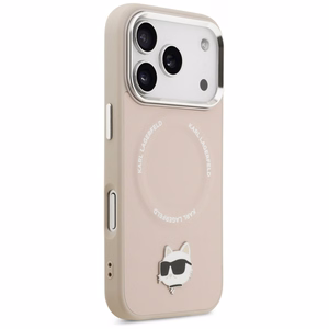 Karl Lagerfeld Choupette Pin Magnetinis dėklas telefonui iPhone 17 Pro Max - rožinė