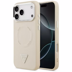 Guess Triangle Logo MagSafe Dėklas for iPhone 17 Pro - smėlinis