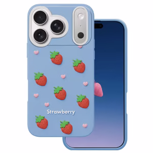 Braškių dėklas, skirtas iPhone 17 Pro / 18 Pro 6,3'', mėlynas