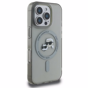 Karl Lagerfeld IML Metal Karl&Choupette Head MagSafe Case for iPhone 16 Pro Max - Black