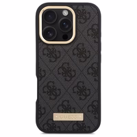 Guess 4G Logo Plate Magnetinis dėklas telefonui iPhone 16 Pro Max - juodas