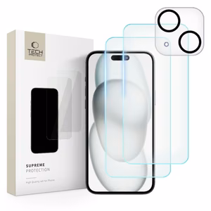 Tech-Protect Supreme rinkinys iPhone 15 2x grūdintas stiklas ekranui / grūdintas stiklas kamerai
