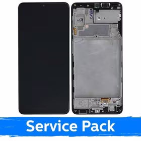 Ekranas skirtas Samsung A225 A22 4G juodas su rėmeliu (Service Pack)