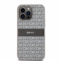 DKNY Odinis mono juosta ir metalinis logotipas dėklas telefonui iPhone 14 Pro Max - smėlio