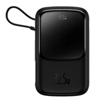 Maitinimo baterija "Baseus Qpow PRO" su laidu, 10000 mAh, 22,5 W (juoda)