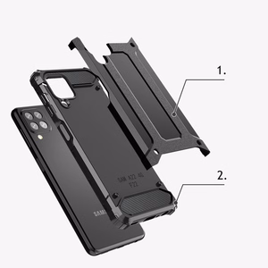 Dėklas telefonui Samsung Galaxy A22 4G hibridinis tvirtas dėklas sidabrinis