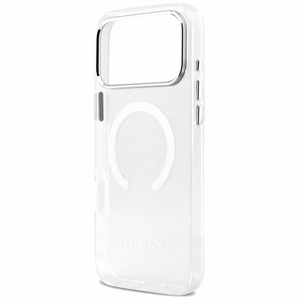 Guess Metal Outline Magnetinis dėklas telefonui iPhone 17 Pro Max - sidabrinis