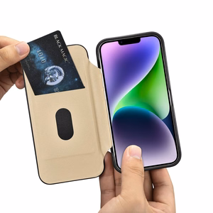 iCarer CE Premium odinis folio dėklas iPhone 14 Plus su MagSafe magnetiniu flipu - juodas