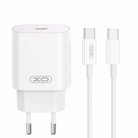 XO sieninis įkroviklis CE25 PD 25W 1x USB-C baltos spalvos + USB-C kabelis - USB-C