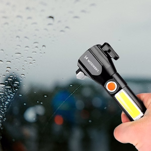 Wozinsky WLR-31 5W 500lm CREE 3-in-1 Multifunction Flashlight with Glass Breaker and Seat Belt Cutter - Black