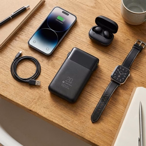FORCELL F-ENERGY F10K6 Multicharge išorinė baterija su integruotais USB-C ir Lightning laidais, PD, QC3.0, 3 A, 22,5 W, 10000 mAh, juoda