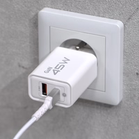 Blavec sieninis įkroviklis BC-5 GaN - USB + Type C - PD QC 45W 3A (TCBC5G-UCW453A) baltas