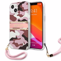 Guess GUHCP13SKCABPI iPhone 13 mini 5.4" rožinis/rožinis kietas dėklas Camo Dirželis Kolekcija