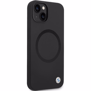 BMW BMHMP14SSILBK2 dėklas iPhone 14 - juodas Signature Liquid Silicone MagSafe