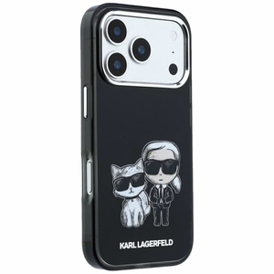 Karl Lagerfeld Smooth Karl & Choupette Bodies Sketch dėklas, skirtas iPhone 18 Pro Max / 17 Pro Max, suderinamas su MagSafe – juodas