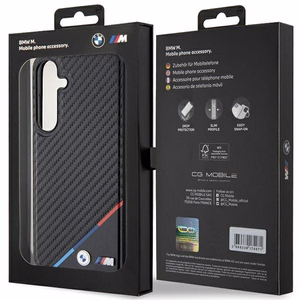 BMW Carbon Tricolor Line MagSafe dėklas Samsung Galaxy S24+ juodas