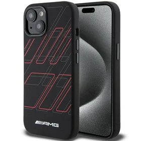 AMG silikoninis didelių rombų rašto magnetinis dėklas telefonui iPhone 15/14/13 - juodas
