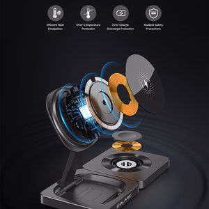 "Blavec" indukcinis įkroviklis BQI-02 Qi 15W magnetinis "Magsafe 3 in 1" "Apple/Samsung Watch" laikrodis (BQI02-QIMB), juodas
