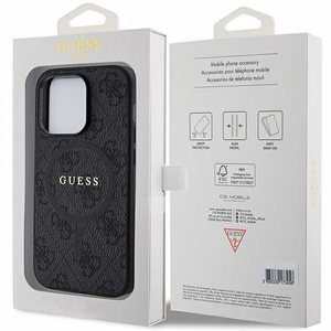 Dėklas Guess PU Leather 4G Colored Ring MagSafe Apple iPhone 15 Pro juodas
