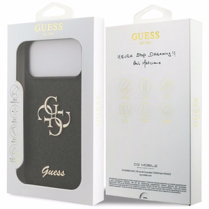 Guess PU Fixed Glitter 4G Metal Logo dėklas Apple iPhone 18 Pro Max, juodas