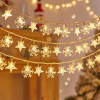 LED kalėdinės lemputės snaigė/žvaigždė - 3m/20 lempučių šiltai baltos maitinamos bat. 3xAA EHD-LS04