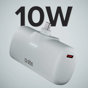 SBS EcoPower 5000 mAh 10W išorinė baterija su įmontuotu USB-C prievadu - pilka