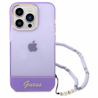 Guess GUHCP14XHGCOHU iPhone 14 Pro Max 6.7" violetinis/violetinis kietas dėklas Translucent Pearl Strap