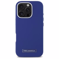 Karl Lagerfeld FW Metal Plate Magnetinis dėklas telefonui iPhone 16 Pro Max - mėlynas