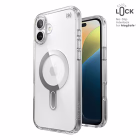 Speck Presidio Perfect-Clear ClickLock & MagSafe - iPhone 16 Plus dėklas (Clear / Chrome Finish / Serene sidabrinis)
