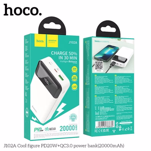Išorinė baterija (f) Hoco 20000 mAh QC3.0 PD 3A 20W J102A balta
