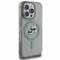 Karl Lagerfeld IML Metal Karl&Choupette Head magnetinis dėklas telefonui iPhone 16 Pro Max - juodas