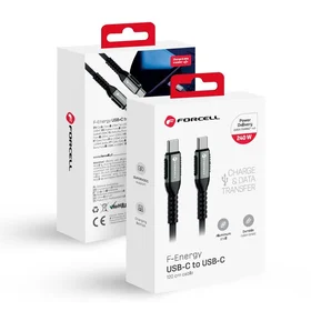 Kabelis FORCELL F-ENERGY C263 Type C į Type C QC4.0 PD 5A 240W Cafule 1,2 m juodas