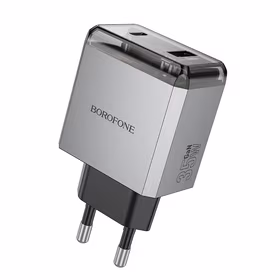 Borofone Įkroviklis BN20 Lena (m) - USB + Type C - PD 35W pilkas