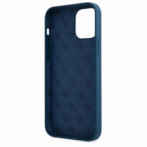 Guess GUHCP12LLSLMGBL iPhone 12 Pro Max 6.7" mėlyna/mėlyna kietas dėklas Metal Logo Script