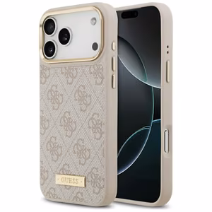 Guess 4G Logo Plate MagSafe Чехол для iPhone 17 Pro Max - розовый
