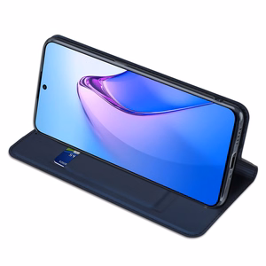 Dux Ducis Skin Pro dėklas telefonui Oppo Reno 8 Pro su atverčiamu dangteliu, kortelių pinigine ir stovu, mėlynas