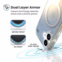 Speck Presidio Lux MagSafe - iPhone 17 dėklas (Hyper Mirror Glitter / sidabrinis Metallic)