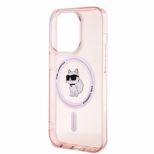 Karl Lagerfeld IML Choupette Magnetinis dėklas iPhone 14 Pro - rožinis