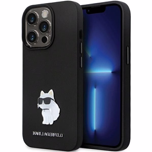 Karl Lagerfeld KLHCP14LSMHCNPK dėklas telefonui iPhone 14 Pro - juodas silikoninis C metalinis kaištis
