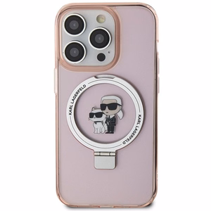 Karl Lagerfeld чехол для iPhone 15 Pro Max совместимый с MagSafe KLHMP15XHMRSKCP (Ringstand KC) розовый