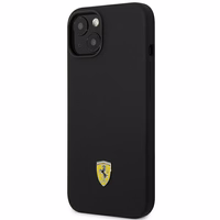 Dėklas telefonui Ferrari FEHCP14SSIBBK iPhone 14 6.1 juodas silikoninis metalinis logotipas