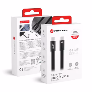 Laidas USB C į USB C Forcell F-Energy QC4.0 PD 3A 60W Cafule Flat 1,2 m CCFN23 juodas