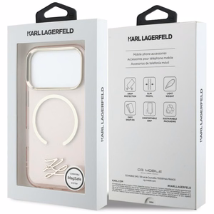 Karl Lagerfeld IML KL Script Logo MagSafe Dėklas for iPhone 17 Pro Max - rožinis